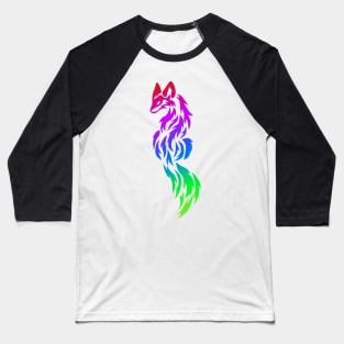 Rainbow Fox Tribal Tattoo Baseball T-Shirt